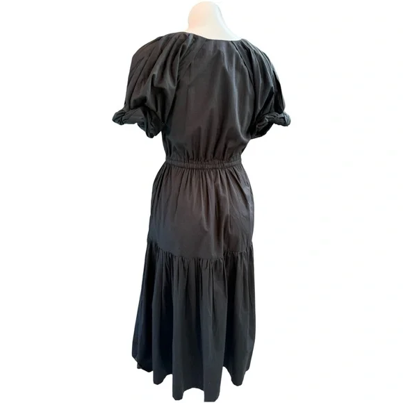 Drawstring Tiered Midi Dress in Charcoal Gray - Picture 2 of 5